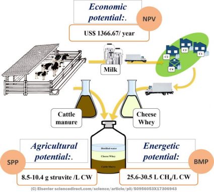 Image is an anaerobic digestion of whey flow diagram