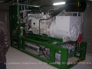 Image shows a Small-Scale AD - biogas engine.