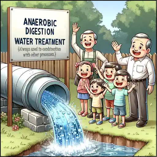 Anaerobic digestion water treatment cartoon.