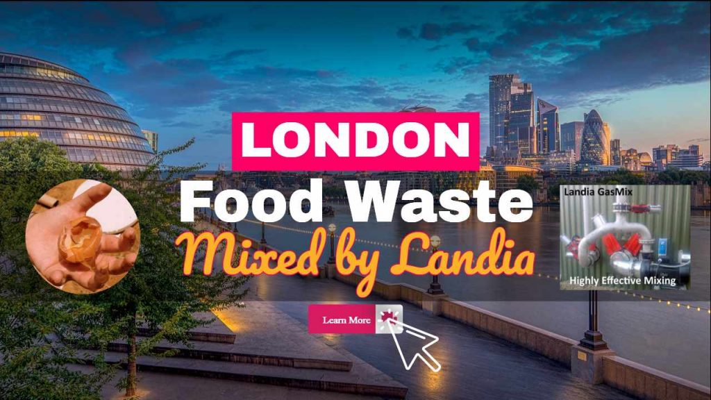 Image text: "London Food Waste Mixed by Landia". Image text: "London Food Waste Mixed by Landia".