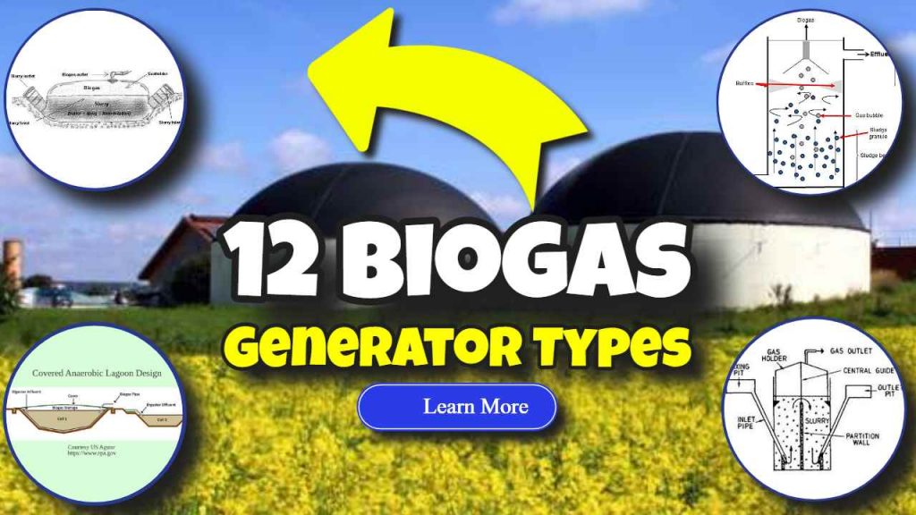 Image text: "12 Biogas Generator Types"- Our article featured image.