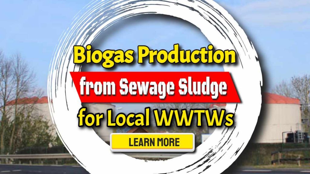 Image text: "Biogas Production from Sewage Sludge".