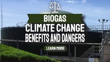 Image text: "Biogas Climate Change Benefits and Dangers".