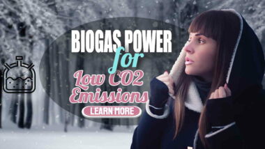 IMAGE TEXT: "Biogas Power for Low CO2 Emissions".