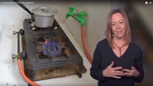 Image shows a biogas stove, as in co-disposal of fecal sludge and how to dispose of faecal sludge. fame