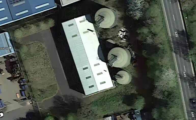 Aerial view of the Ludlow Digester in 2023: From Google maps.