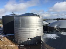 Mega tall biogas tanks by Stallkamp for food processor.