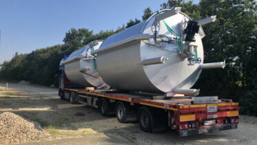 Image shows a new biogas advance in Romania. A pasteurizer made by Landia.