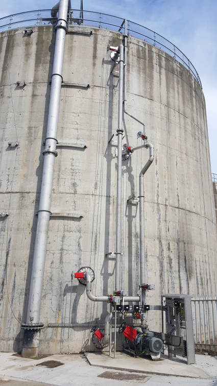 Improved Biogas Yield from Sewage Sludge: Landia GasMix at Nigg pictured on the side of the reactor tank.