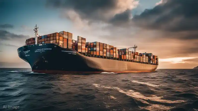 Container ships like this one may soon have biogas engines.