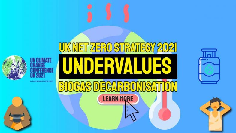 Image text: "UK Net Zero Strategy 2021 Undervalues Biogas Decarbonisation".
