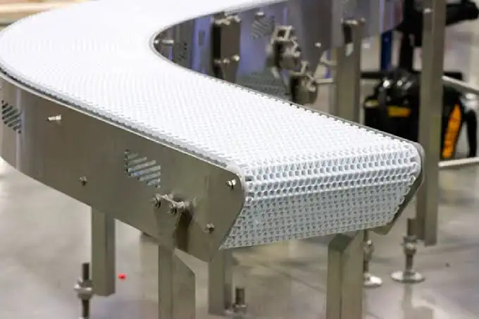A modular band or flat bed sanitary conveyor.