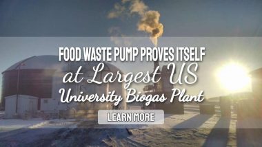 Image text: "Food waste pump proves itself at US University Biogas Plant".