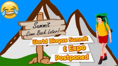 Image text: "World Biogas Summit and Expo 2022 postponed".