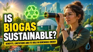 Featured image with the text: "Is Biogas Sustainable? Benefits Limitations and Its Role in Renewable Energy."