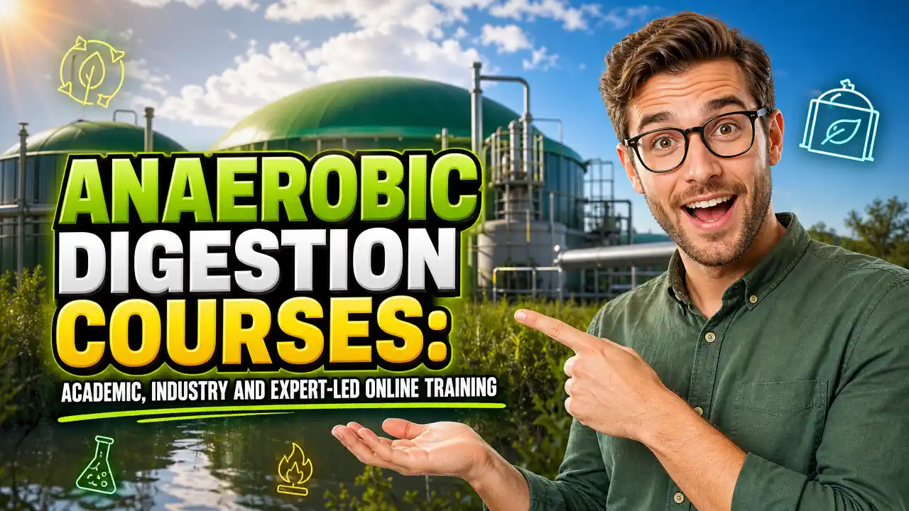 Featured image with the text: Anaerobic Digestion Courses Academic Industry and Expert-Led Online Training.