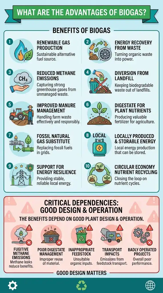 What are the advantages of biogas - infographic.