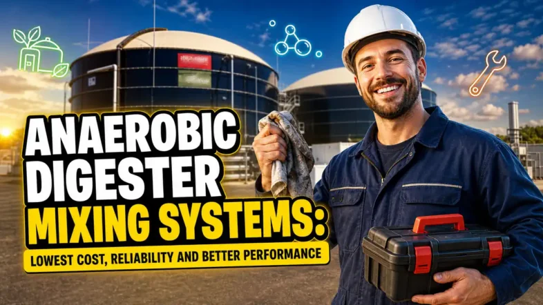 Featured image with the text: Anaerobic Digester Mixing Systems: Lowest Cost, Reliability and Better Performance.