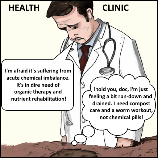 Cartoon humour: A Doctor diagnosis unhealthy soil!