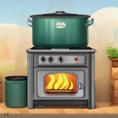 A graphic image showing a biogas stove.