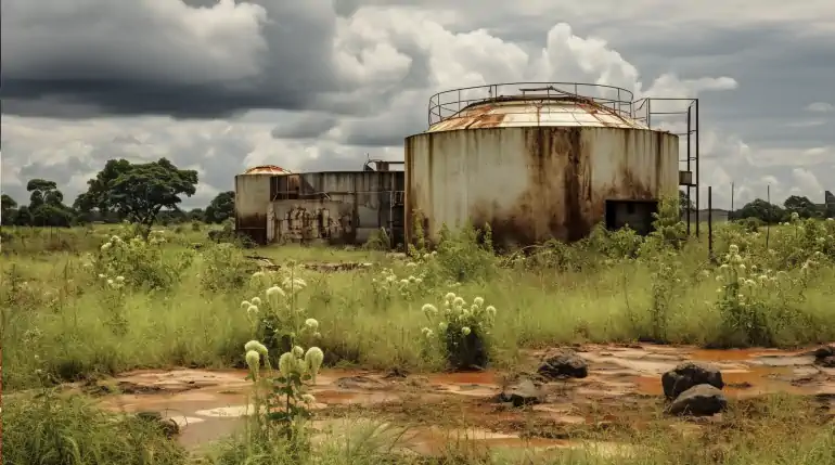 Biogas Development Aid in Africa funded Biogas Plant failure: An abandoned African biogas plant. (Note fictitious image.)