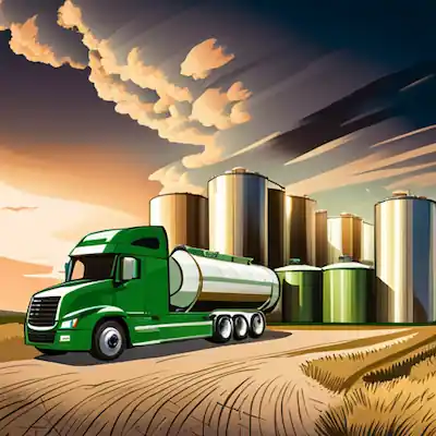 Organic food waste feedstock tanker truck delivery.