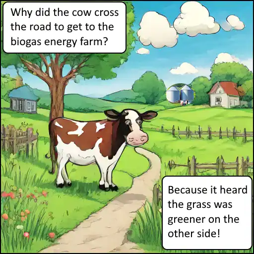 Why did the cow cross the road to get to the biogas energy farm? Because it heard the grass was greener on the other side!