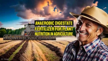 Featured image with text: "Anaerobic digestate fertilizer for Plant Nutrition in Agriculture."