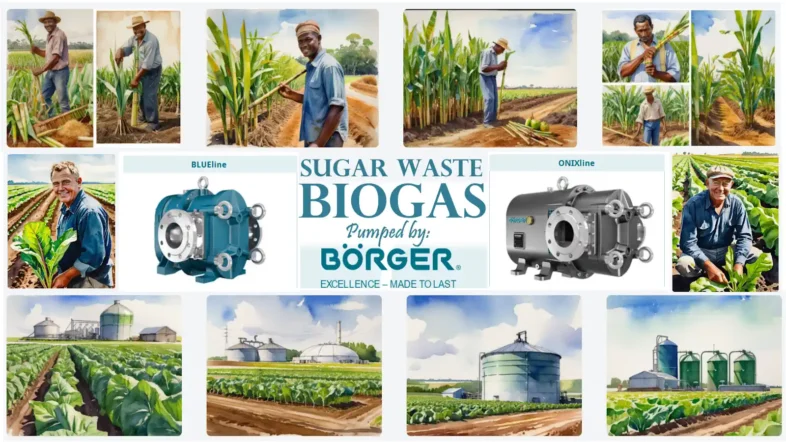 Featured image with text: Sugar waste biogas pumped by Borger.