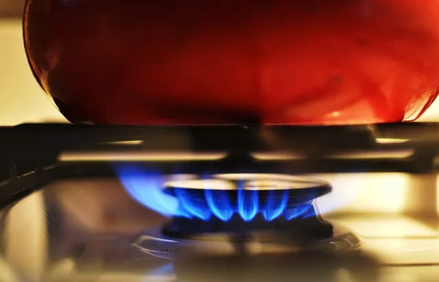 Biogas in use for cooking. Biogas, possibly human in origin, in use for cooking.