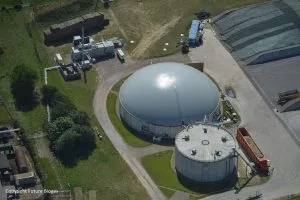 An Image that shows biogas holder design at an AD plant.