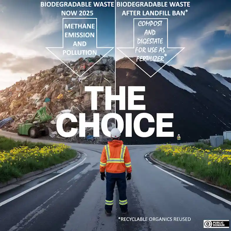 The Choice Infographic: Biodegradable Waste to Landfill Ban or GHG Emissions.