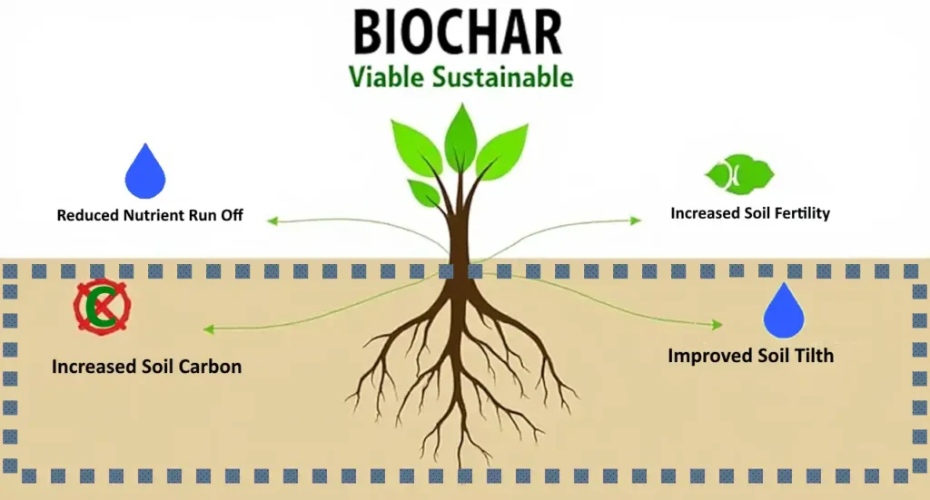 Schematic showing the biocharge to spoil benefits.