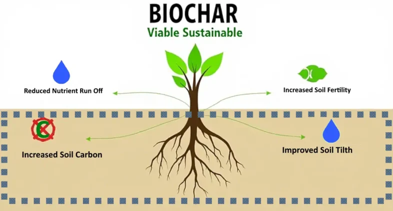 Schematic showing the biocharge to spoil benefits.