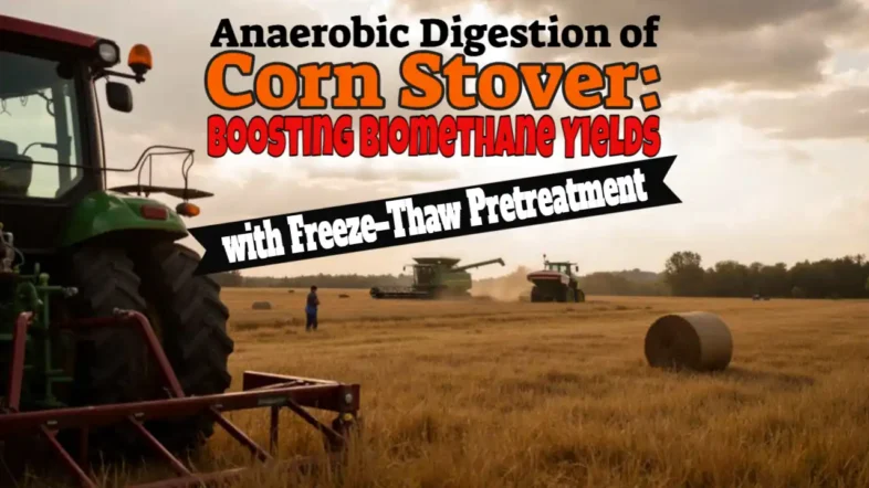 Corn stover stubble anaerobic digestion thumbnail image with text.