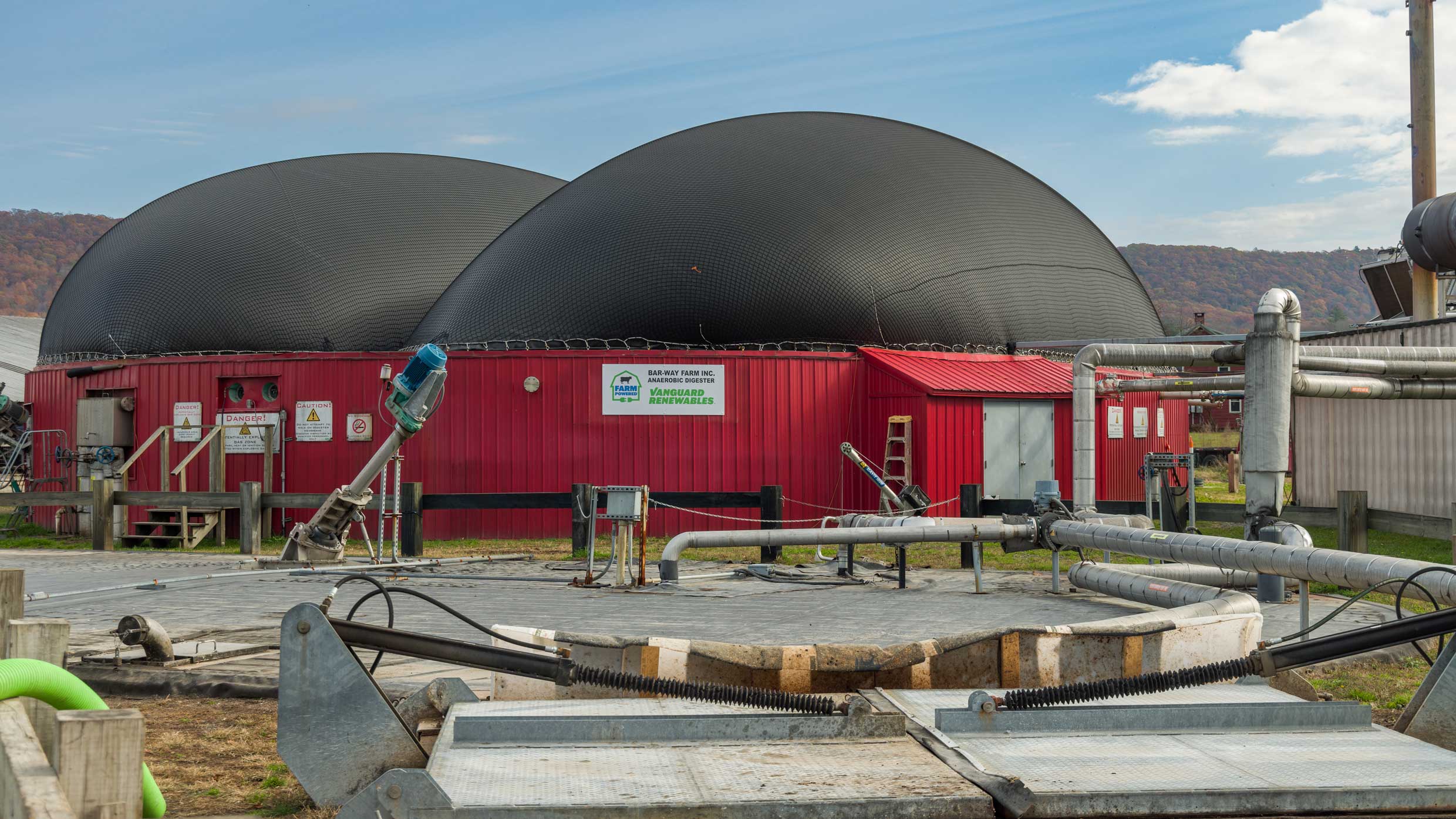Biogas digester tanks with methane storage used for Anaerobic Digester Farming. Biogas digester tanks with methane storage used for Anaerobic Digester Farming.