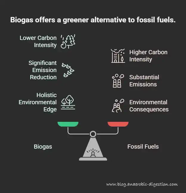 Biogas_ A Direct Replacement for Fossil Fuels - an infographic answering the question "Is Anaerobic Digestion Good for the Environment."
