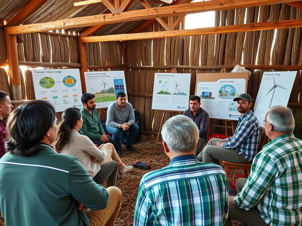 Community meeting discussing farm renewable energy project with farmers and neighbors Community meeting discussing farm renewable energy project with farmers and neighbors