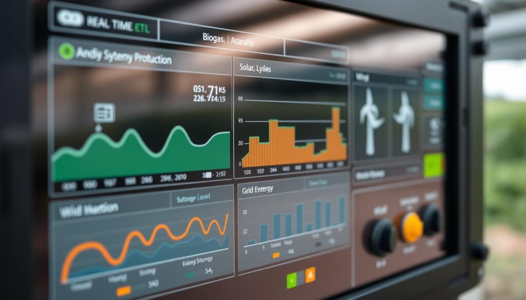 Farm energy management system showing integration of multiple renewable sources Farm energy management system showing integration of multiple renewable sources