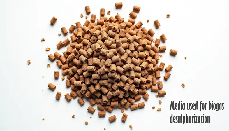 Media used for biogas desulphurisation.