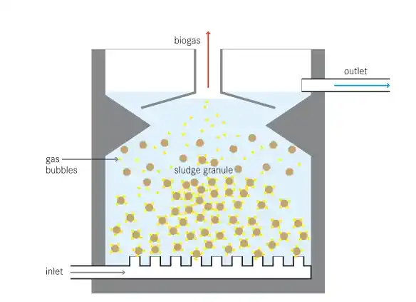 Upflow anaerobic sludge blanket schematic diagram.