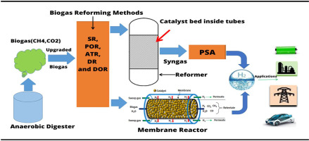 Biogas production reforming methods infographic