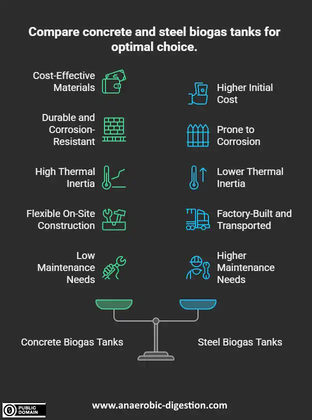 Concrete vs. Steel Biogas Tanks for Anaerobic Digestion Plants - Infographic.