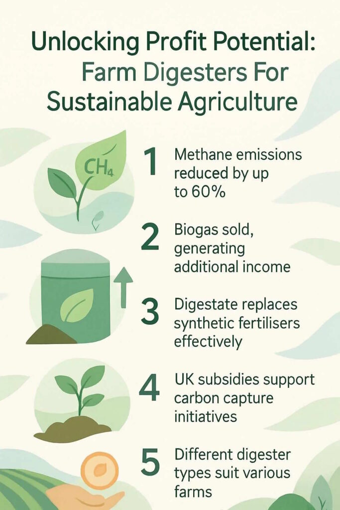 Farm Digesters for Sustainable Agriculture infographic