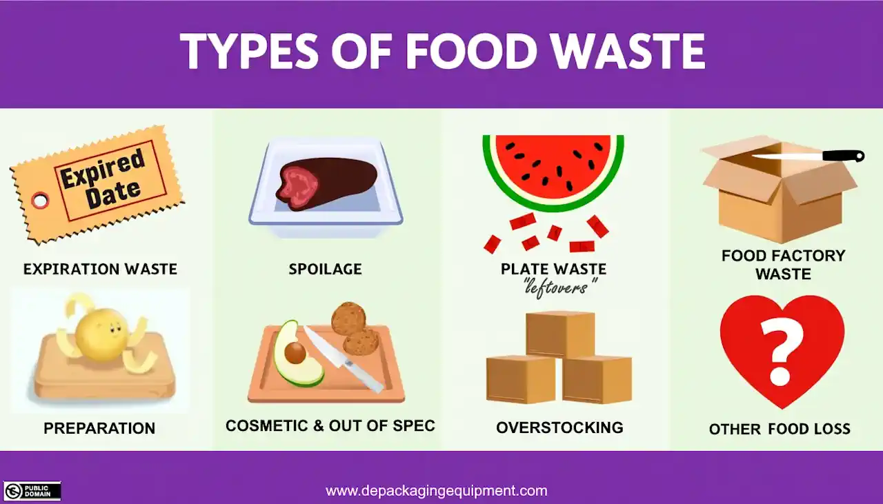 Types of food waste diagram