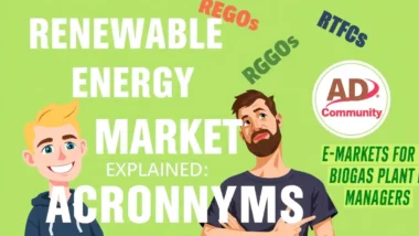 Renewable energy market acronyms explained for biogas plant managers. REGOs, RGGOs and RTFCs.