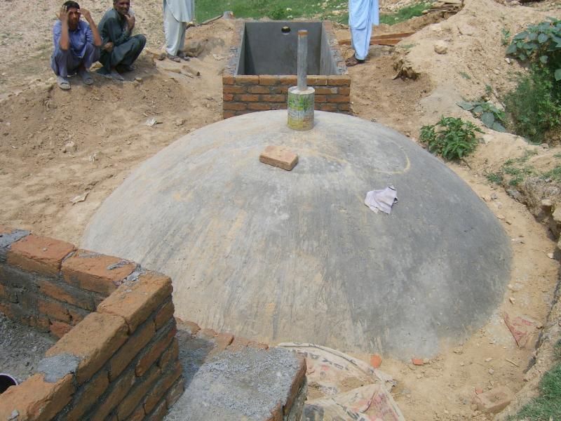 A Fixed Dome Biogas Plant nears completion. A Fixed Dome Biogas Plant nears completion.