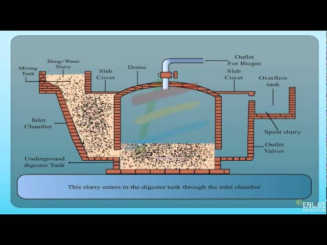 A Schematic Cross-section of a Fixed Dome Biogas Plant.