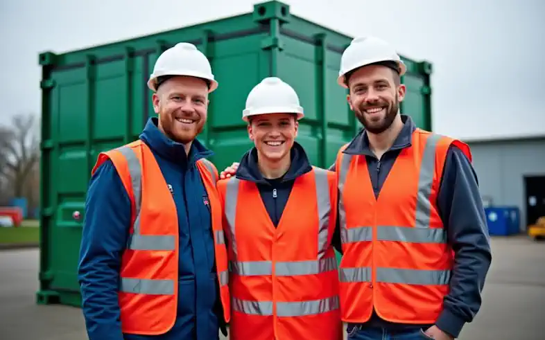 Green gas injection equipment engineers pause during installation