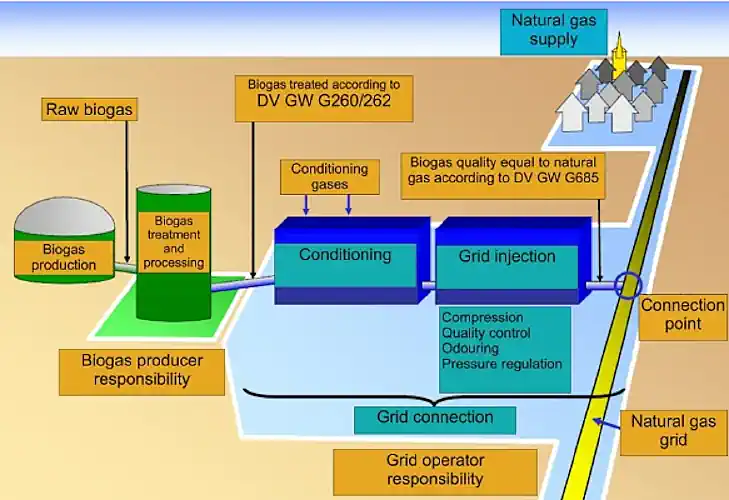 Infographic showing Injection of biogas into natural gas grid
